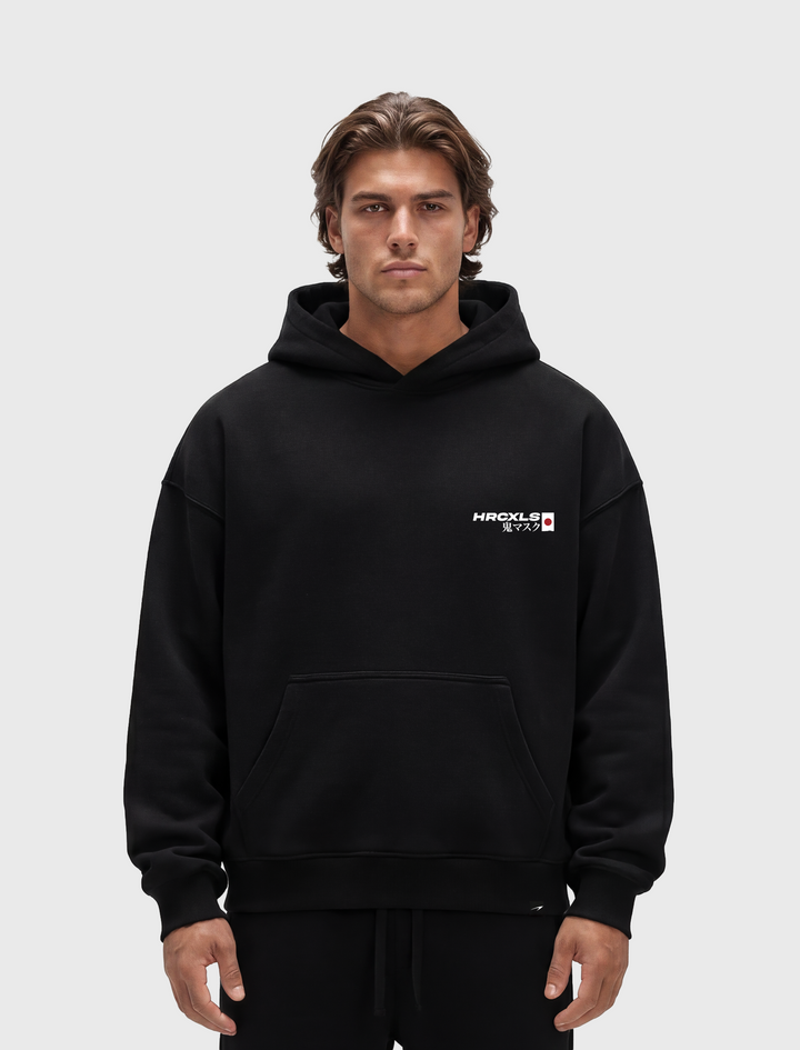HERCXLES 2026: Oni Hoodie - Black model front