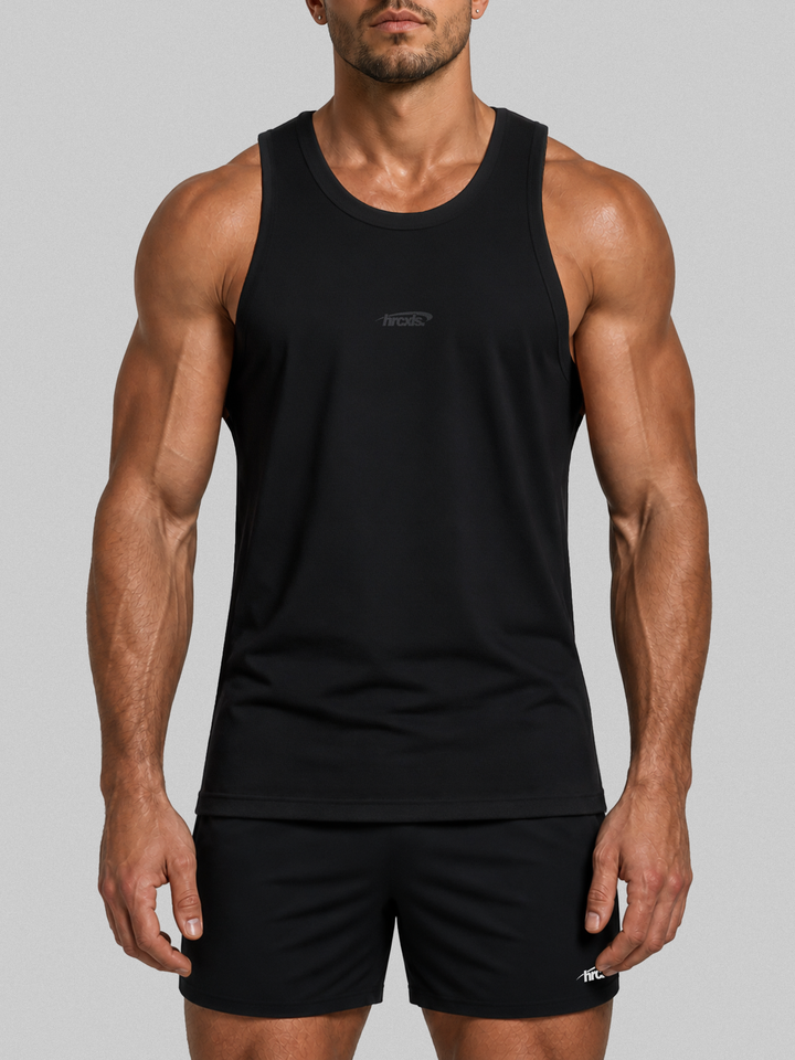 HERCXLES 2026: Sport Ribbed Tank Top - Black model