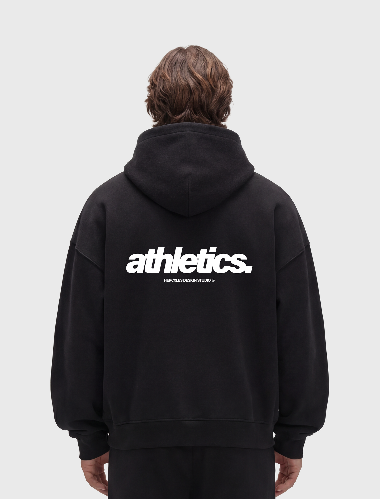 HERCXLES 2026: Athletics Zip Hoodie - Black model back