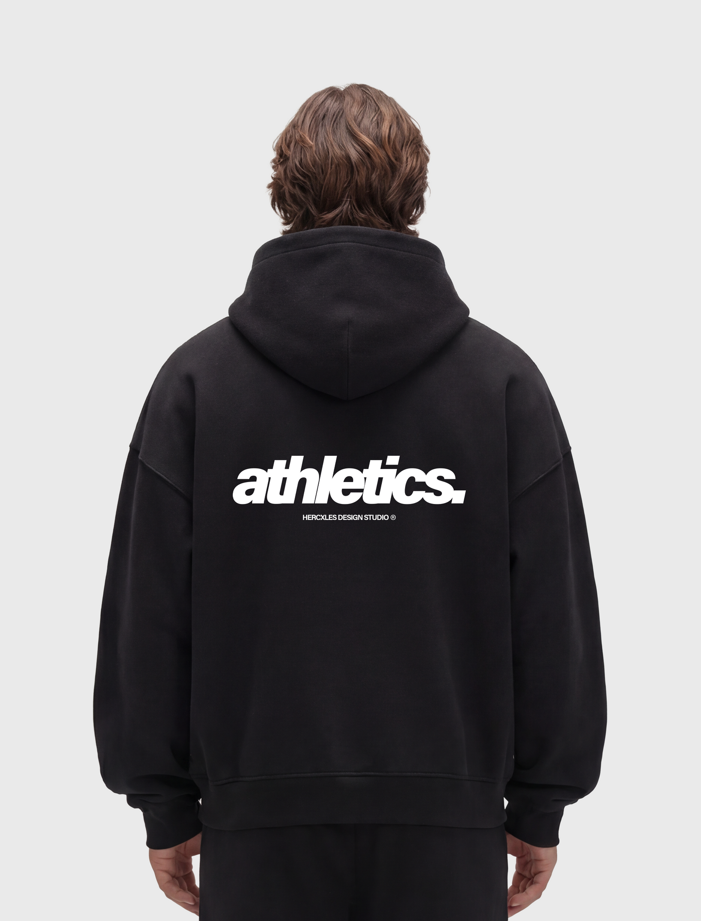 HERCXLES 2026: Athletics Zip Hoodie - Black model back