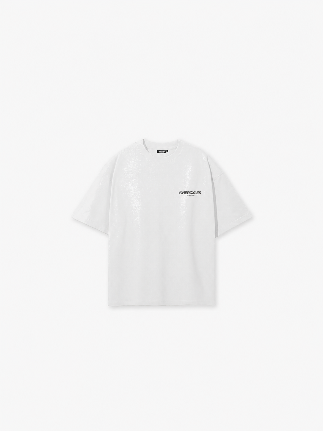 HERCXLES Lifting Club Oversized T-Shirt in White - front flat lay