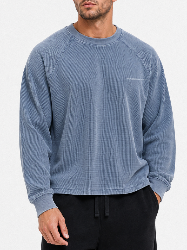HCX feature detail: Studios Waffle Long Sleeve - hcx studios waffle long sleeve blue