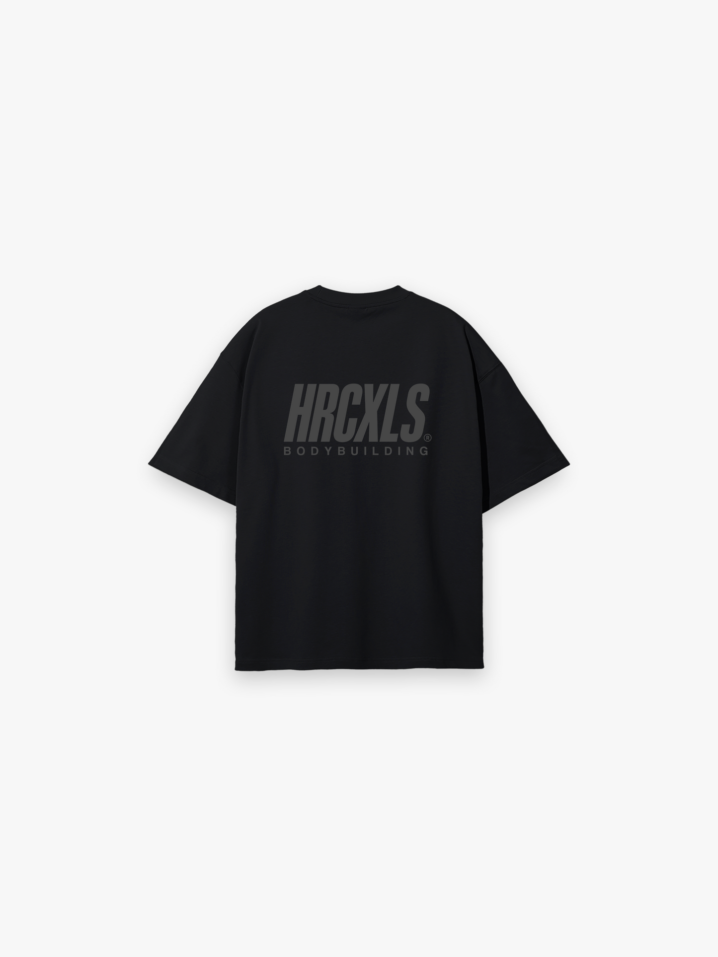 HERCXLES Bodybuilding Oversized T-Shirt in Tonal Black - back flat lay