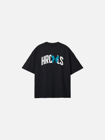 HERCXLES: Butterfly Oversized T-Shirt - Black front flat lay