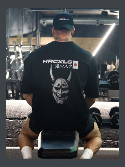 HERCXLES: Oni Oversized T-Shirt - Black model back seated