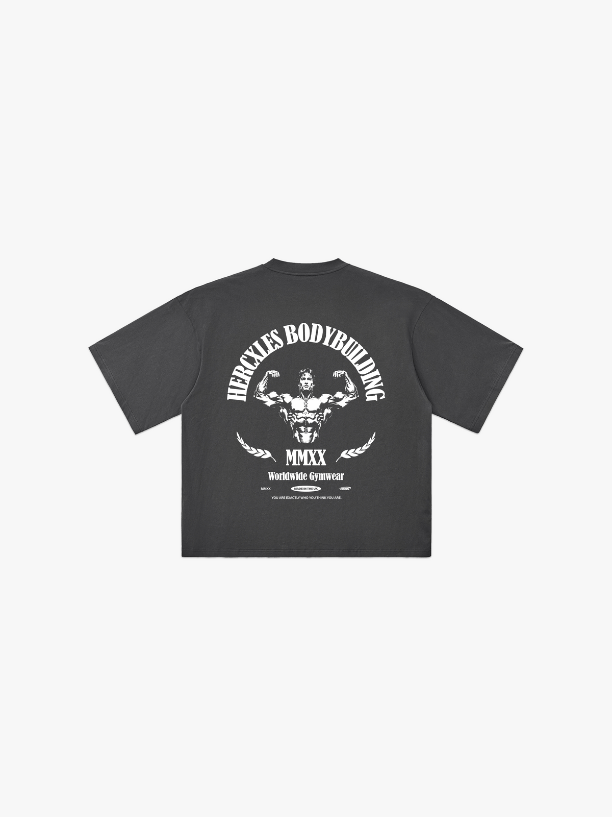 Worldwide HUGE T-Shirt - Grey / White back flat lay