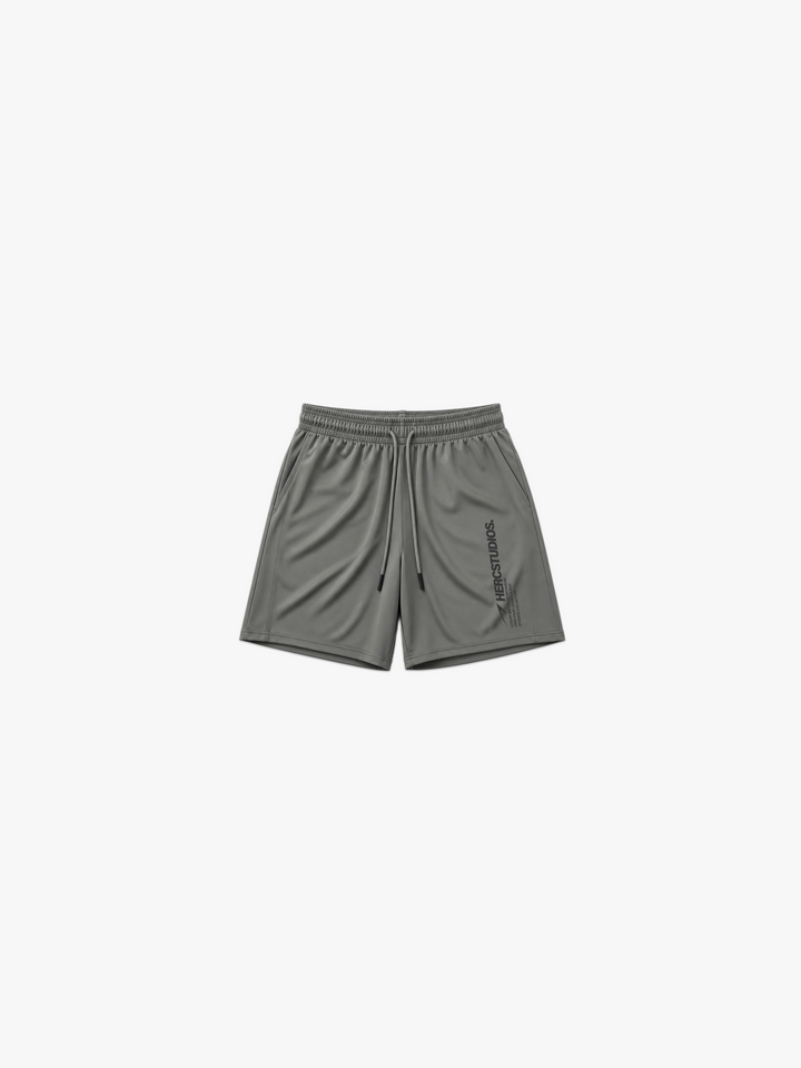HERCSTUDIOS 7" Shorts - Grey front flat lay