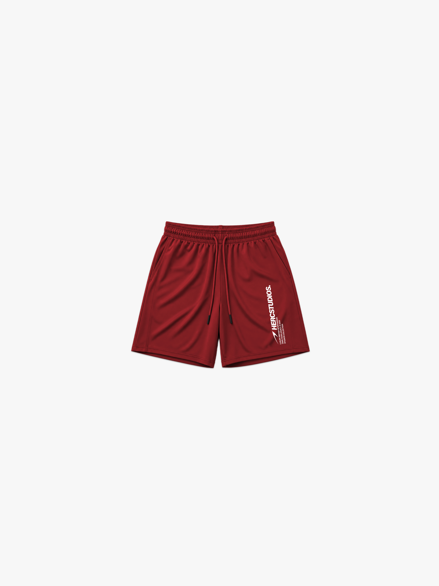 HERCSTUDIOS 7" Shorts - Red front flat lay