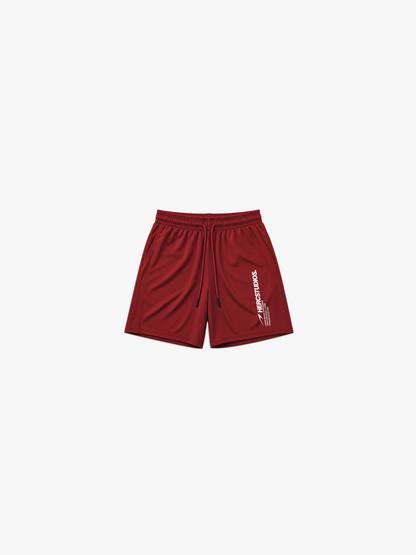 HERCSTUDIOS 7" Shorts - Red front flat lay
