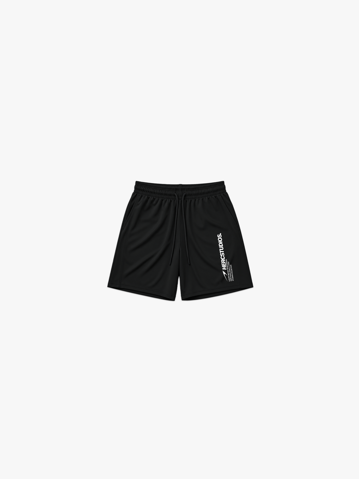 HERCSTUDIOS 7" Shorts - Black front flat lay