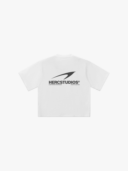 HERCSTUDIOS HUGE T-Shirt - White back flat lay