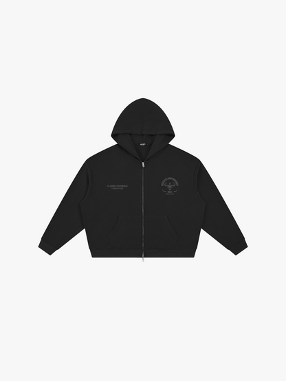 Worldwide Competitor Zip Hoodie - Tonal Black front flat lay