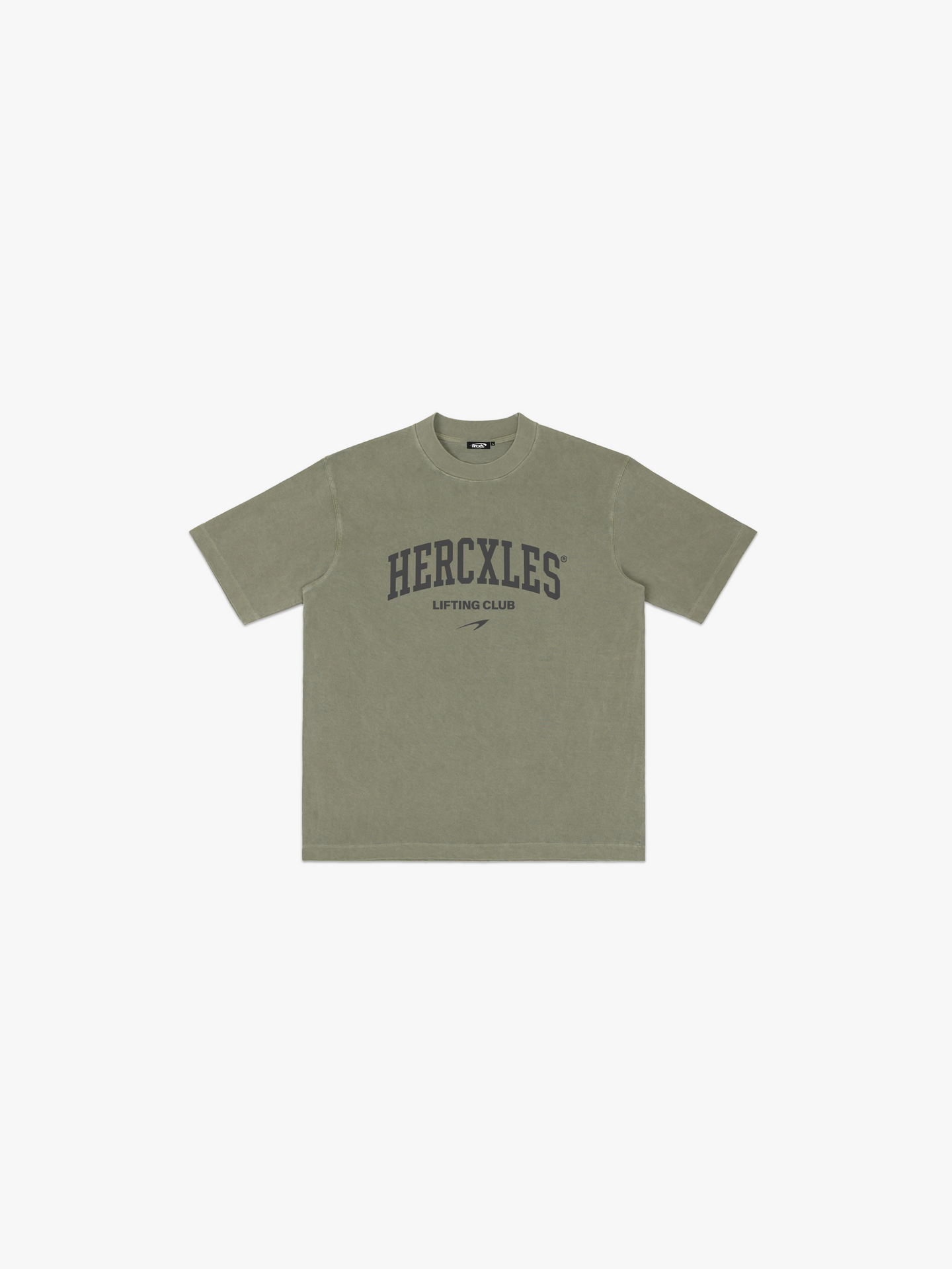 Lifting Club Vintage Oversized T-Shirt - Washed Green - dark print front flat lay