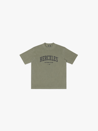Lifting Club Vintage Oversized T-Shirt - Washed Green - dark print front flat lay