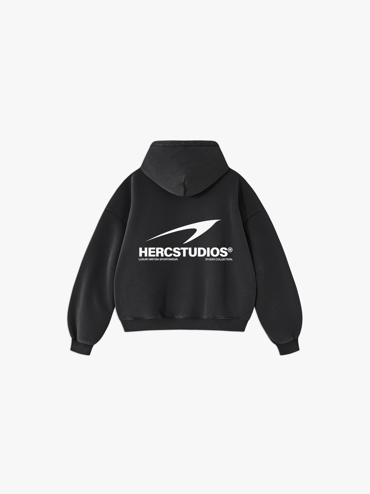 HERCSTUDIOS OVERSIZED HOODIE Black back - warehouse sale