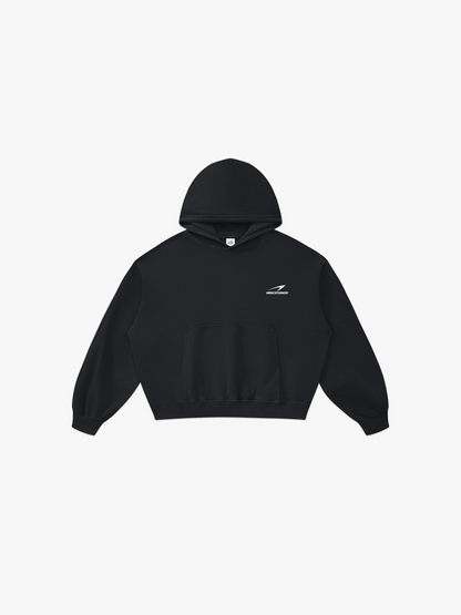 HERCSTUDIOS Boxy Hoodie - Black front flat lay