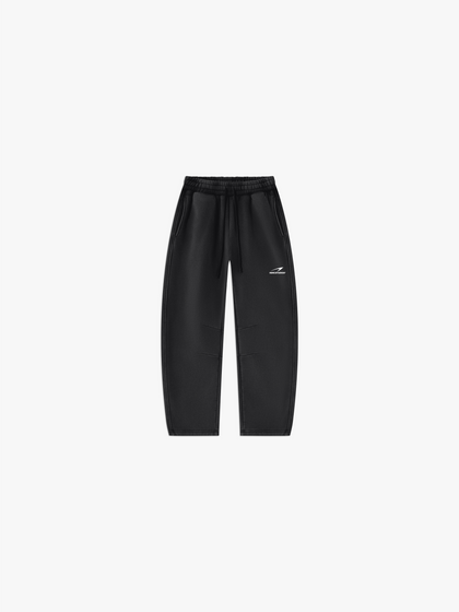 HERCSTUDIOS Vintage Fleece Barrel Leg Sweatpants - Black front flat lay