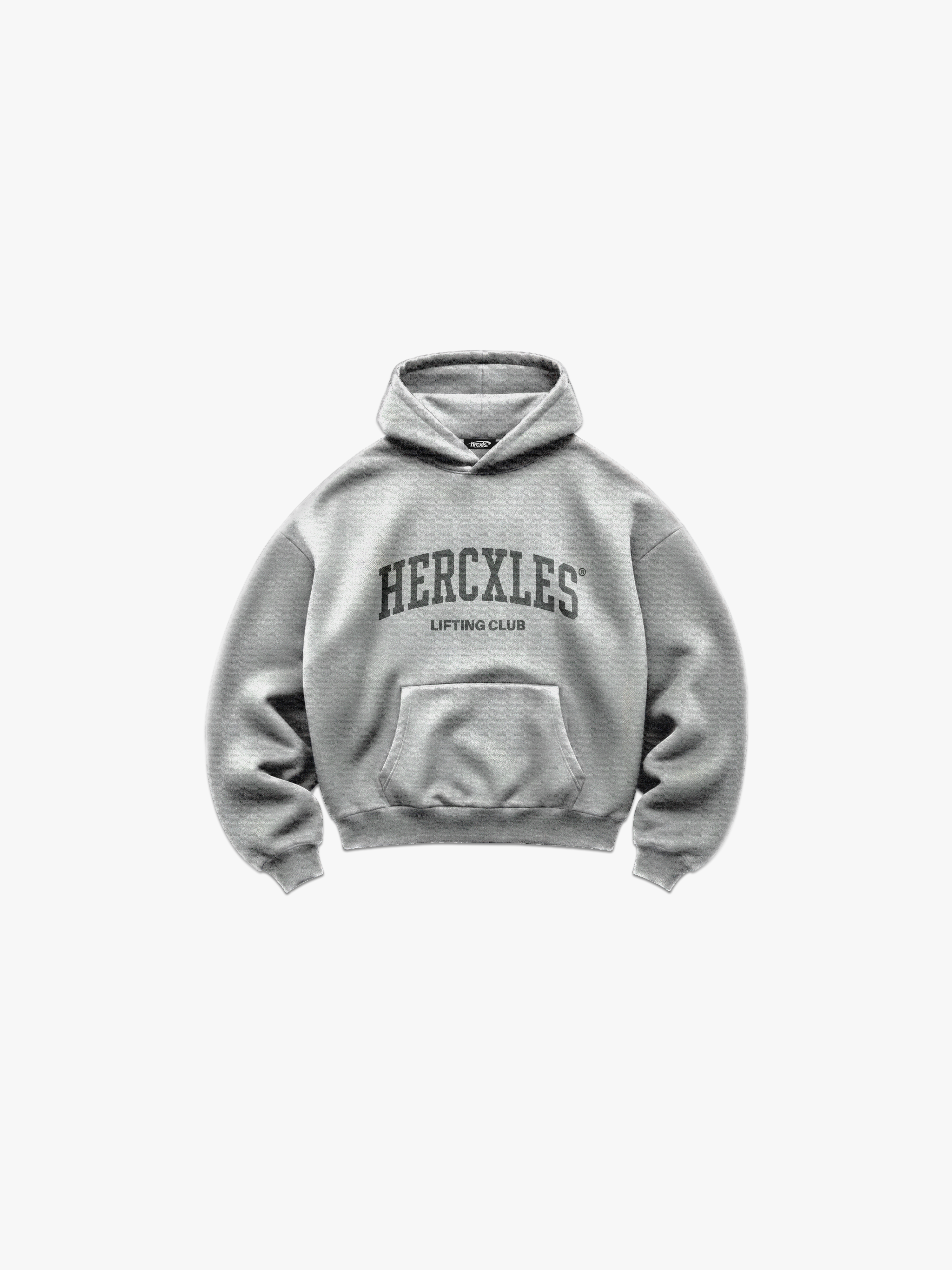 Lifting Club Heavyweight Hoodie - Heather Grey - front flat lay
