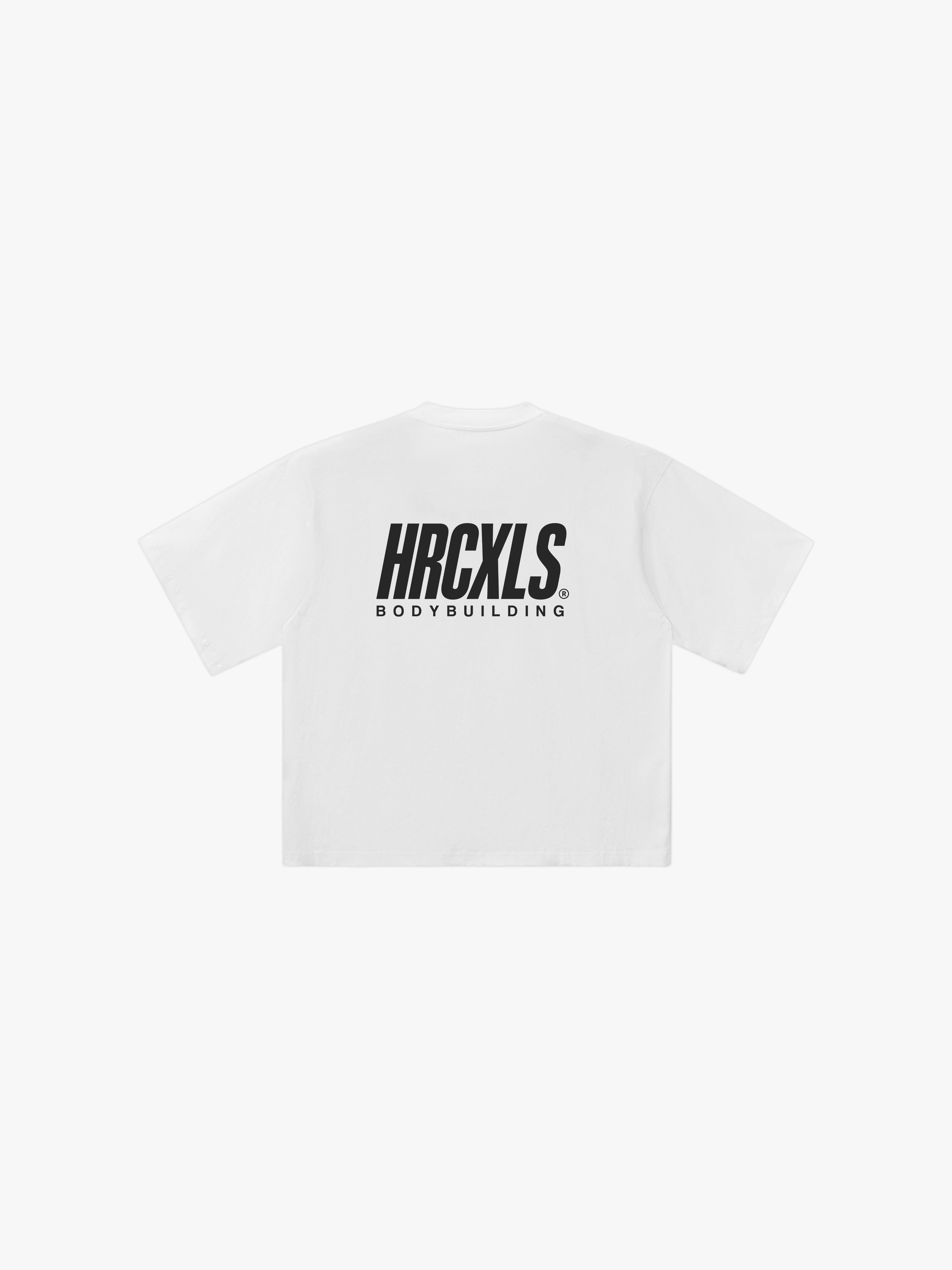 HERCXLES 2026: HRCXLS Bodybuilding Giant T-Shirt - White back flat lay
