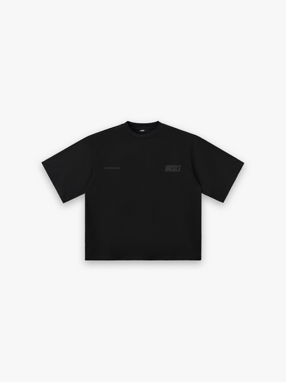 HERCXLES 2026: HRCXLS Bodybuilding Giant T-Shirt - Tonal Black front flat lay