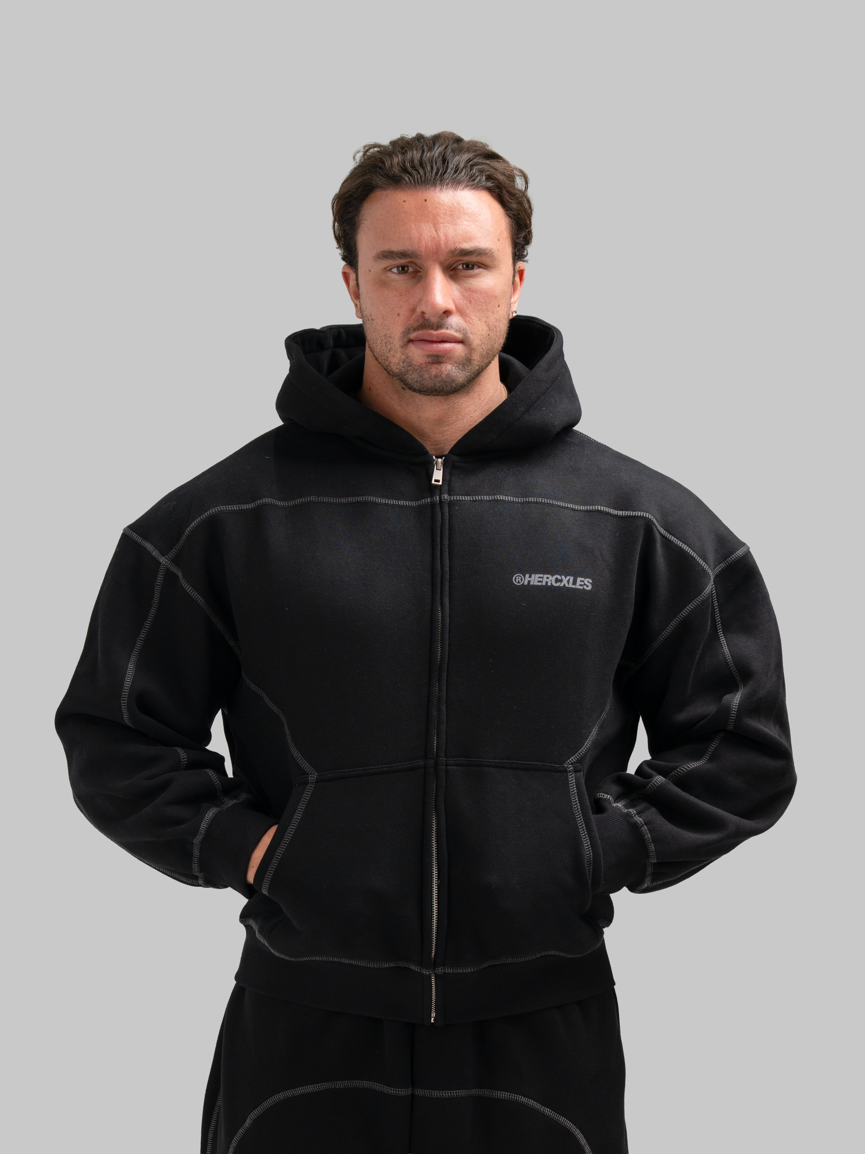 Hercxles Zip Boxy Hoodie