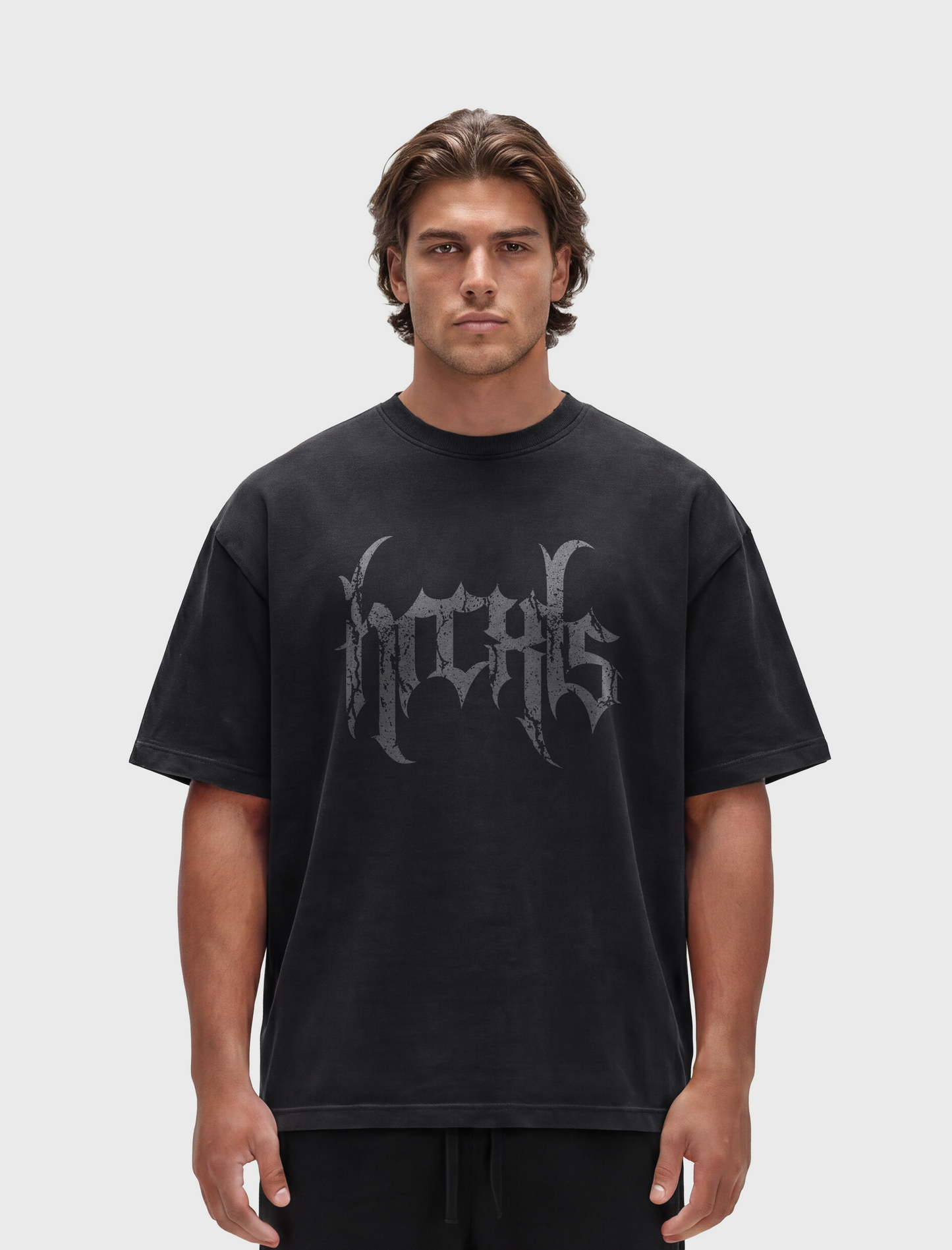 HERCXLES Grunge Heavyweight T-shirt - Black model front
