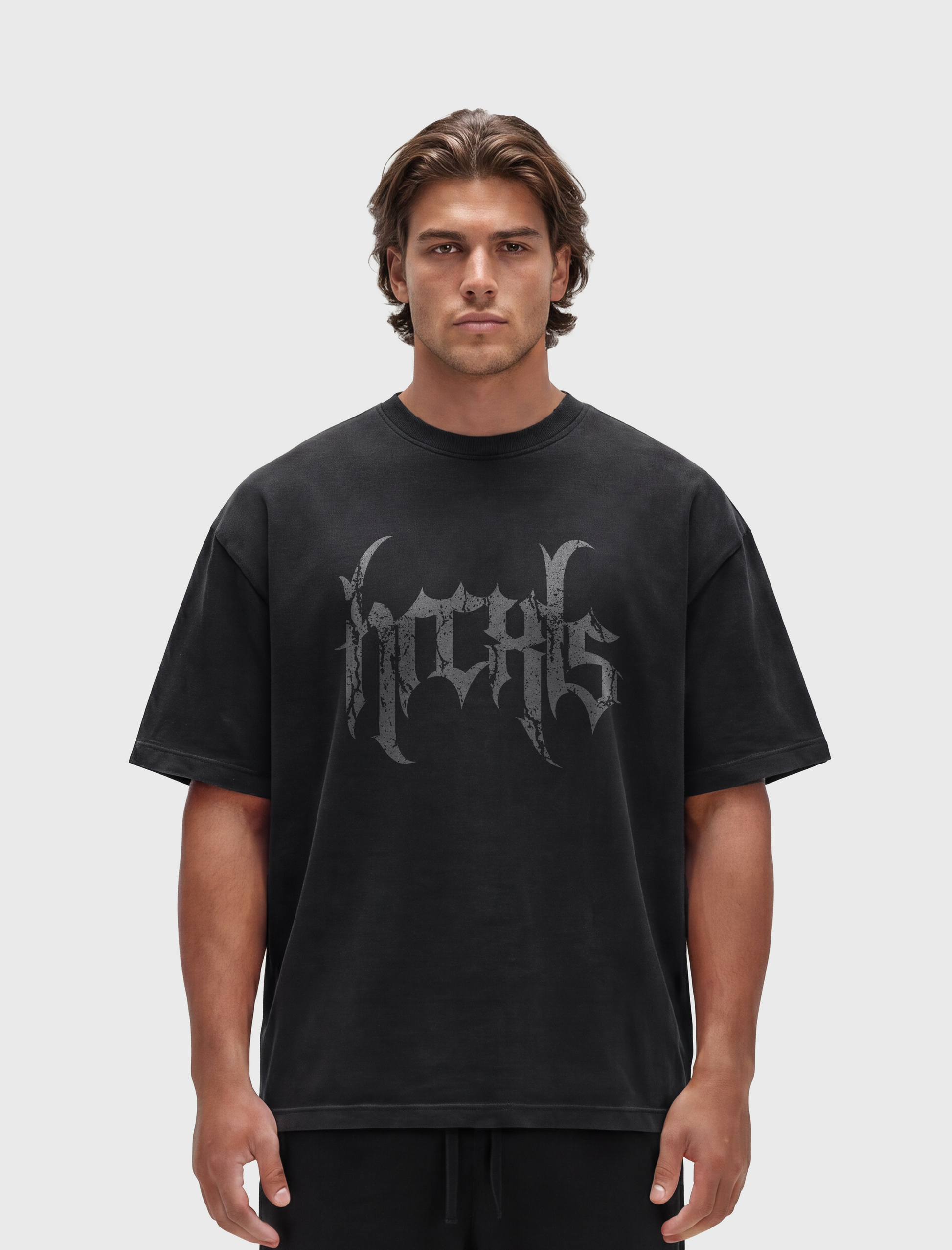 HERCXLES Grunge Heavyweight T-shirt - Black model front