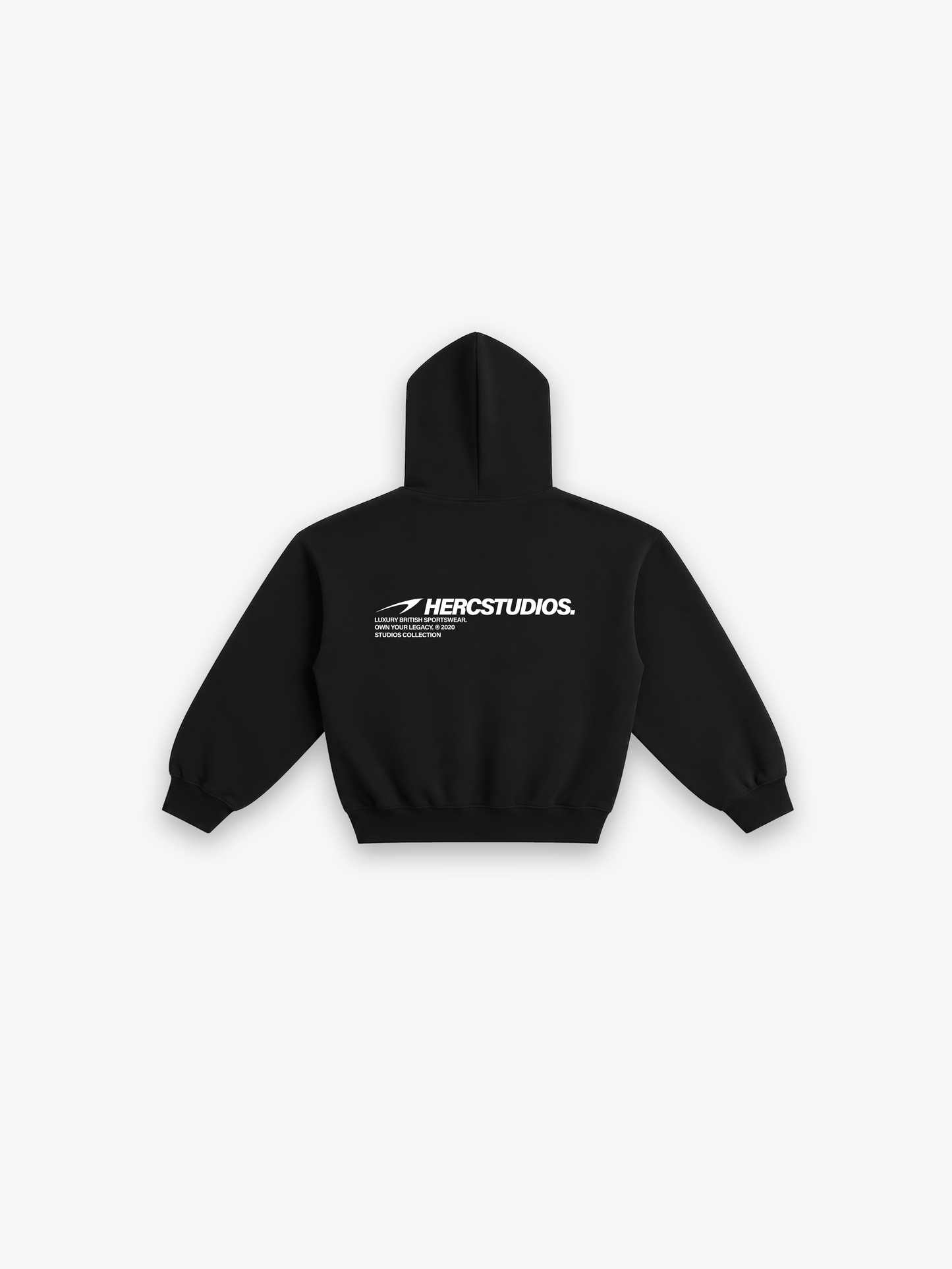 Hercstudios Boxy Hoodie - Black flat lay back