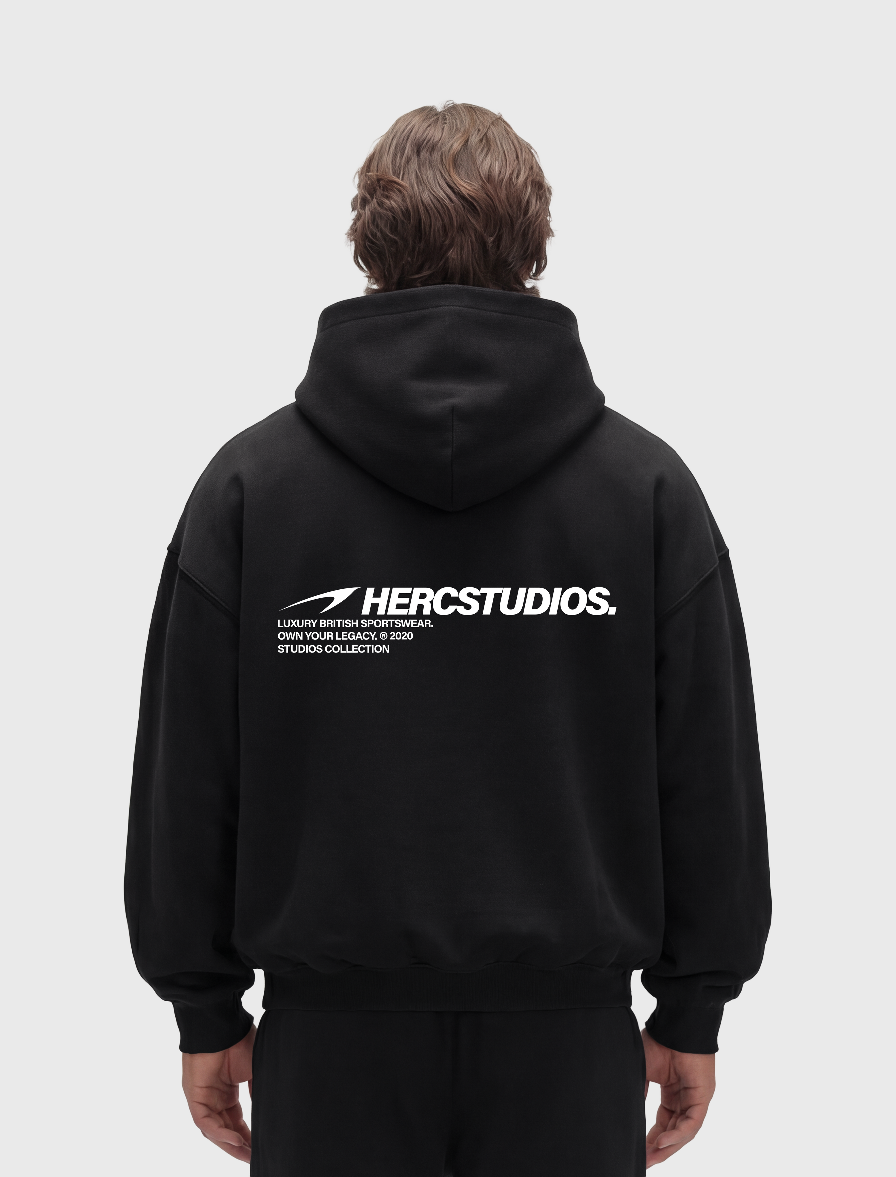 Hercstudios Boxy Hoodie - Black model back