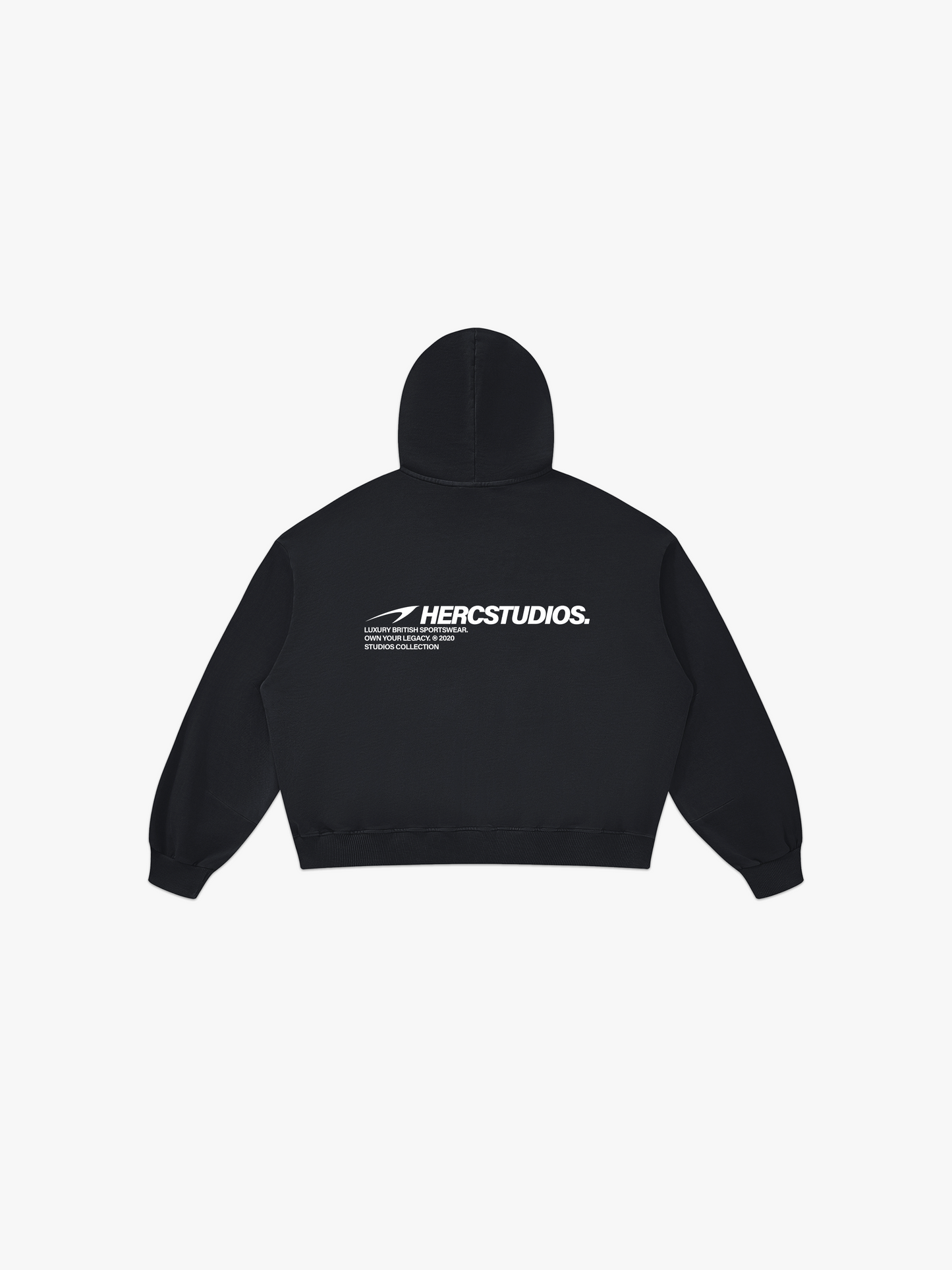 HERCSTUDIOS Boxy Hoodie - Black back flat lay