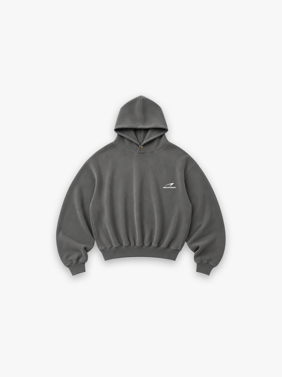 HERCSTUDIOS Hoodie - Dark Grey front flat lay