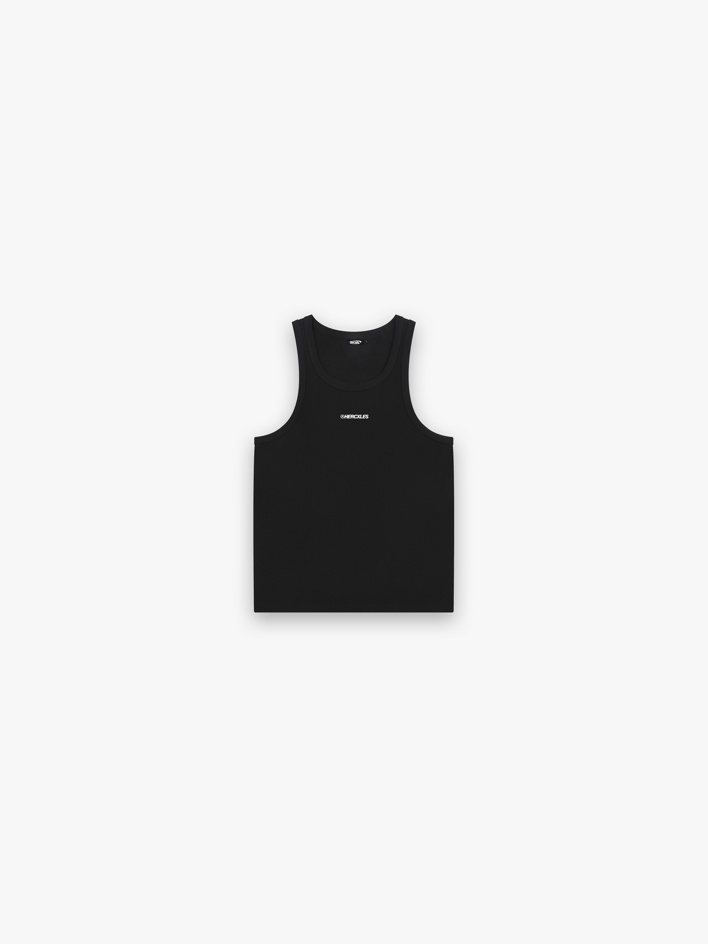 HERCXLES Tank Top - Black front flatlay white logo