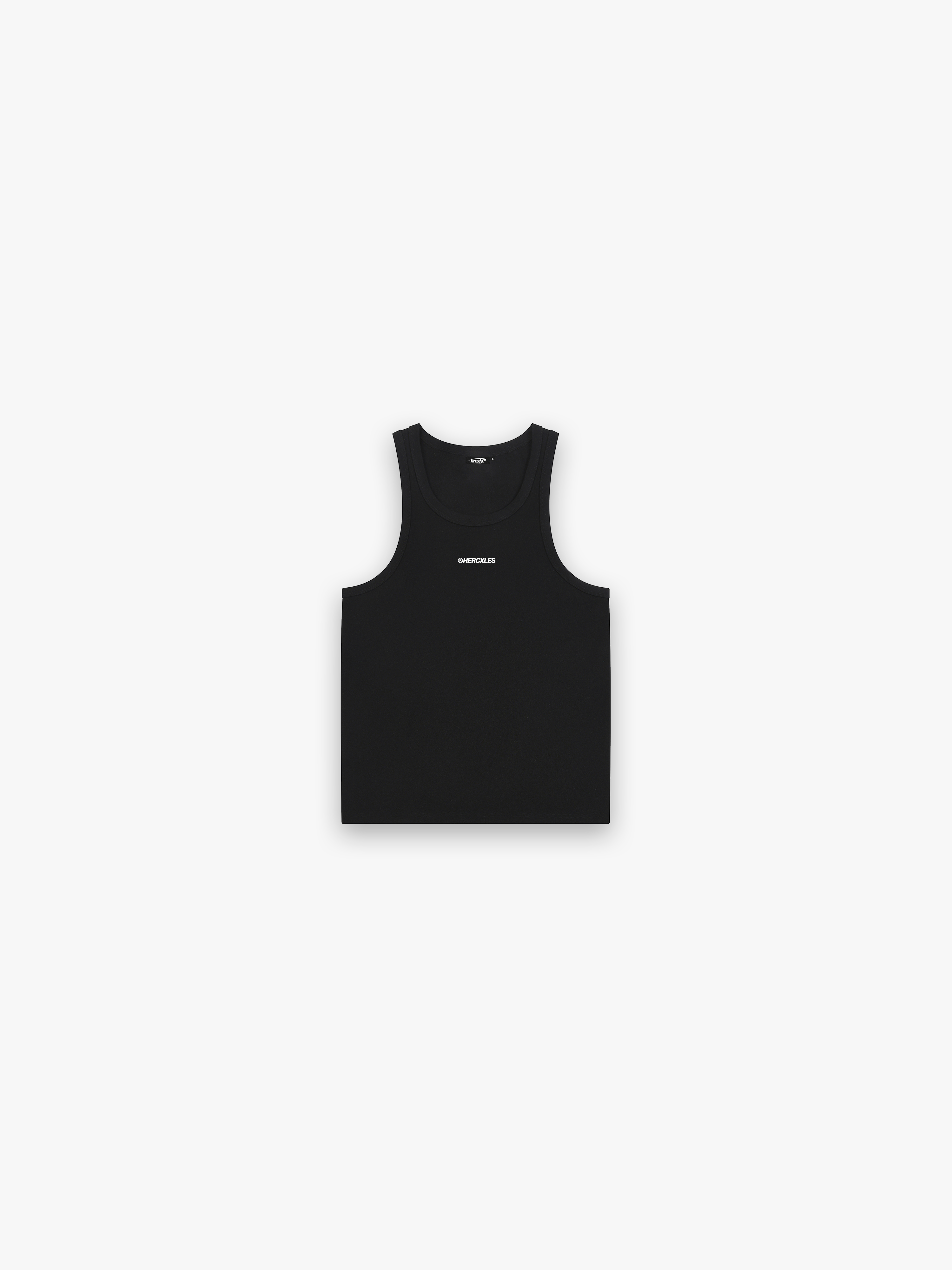 HERCXLES Tank Top - Black front flatlay white logo