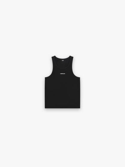 HERCXLES Tank Top - Black front flatlay white logo
