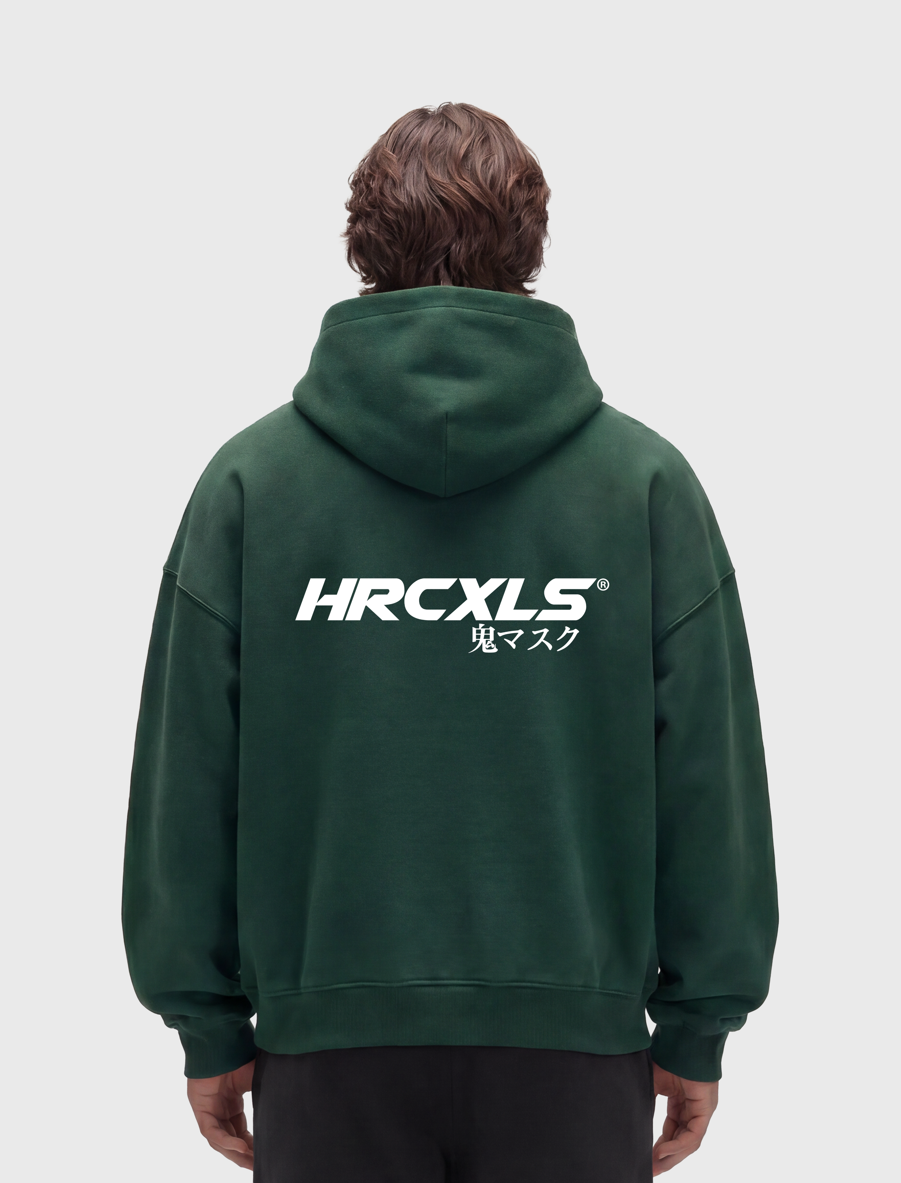 HERCXLES 2026: Kuro Relaxed Zip Up Hoodie - Green model back