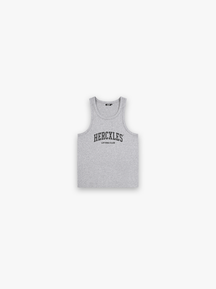 HERCXLES Lifting Club Performance Tank Top - Grey tank front flatlay