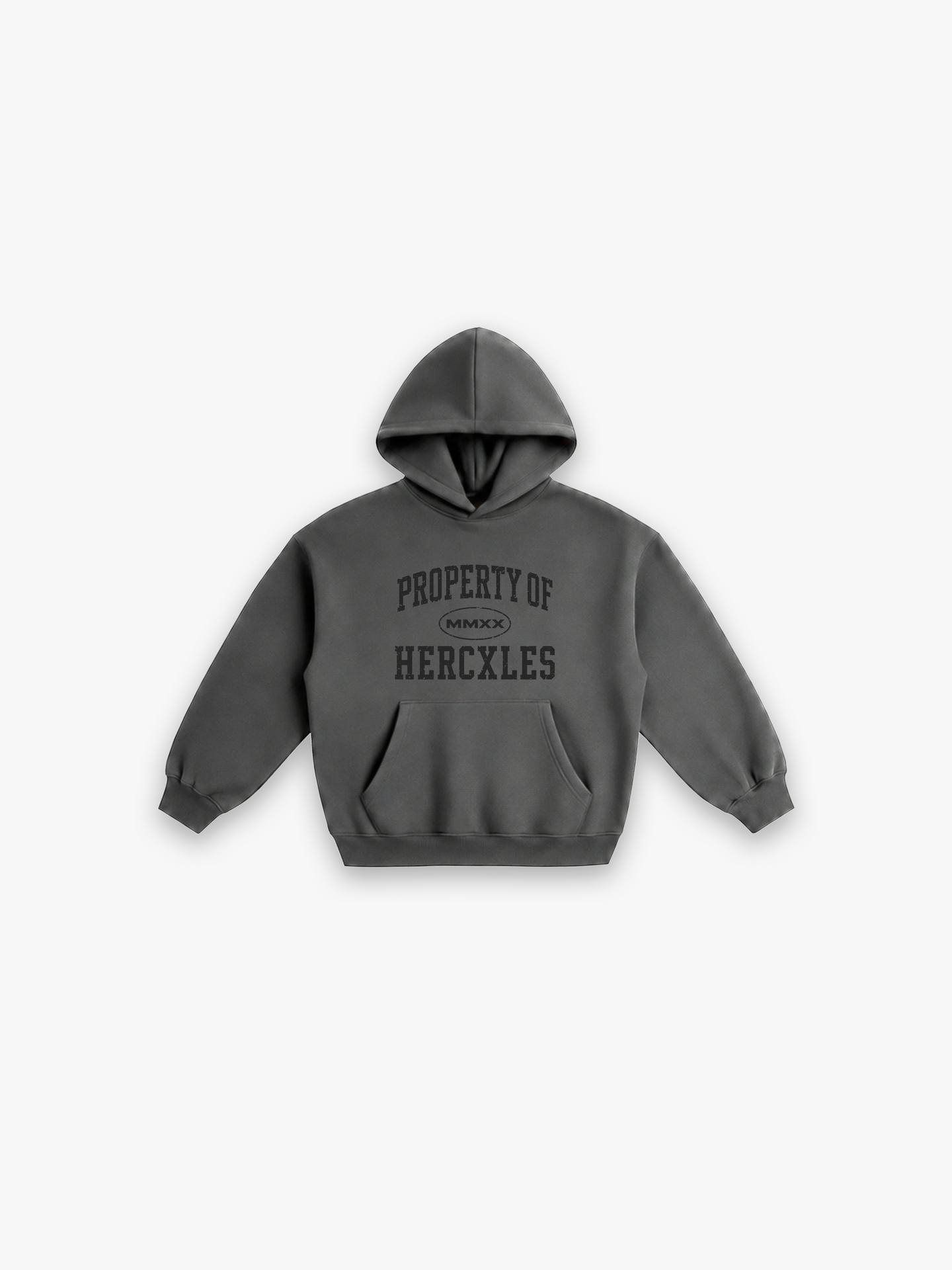HERCXLES Property Of Oversized Hoodie - Grey front flatlay