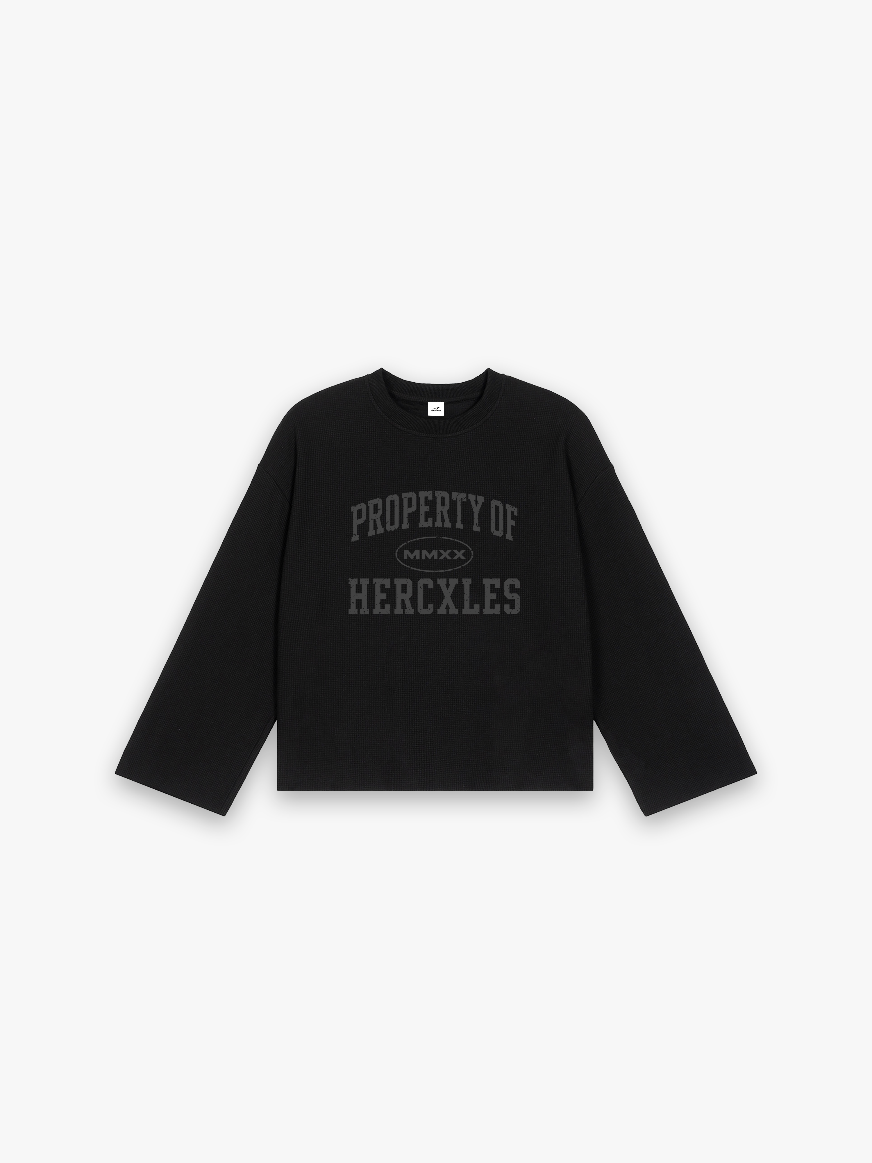 HERCXLES Property Of Waffle Long Sleeve - Black front flatlay