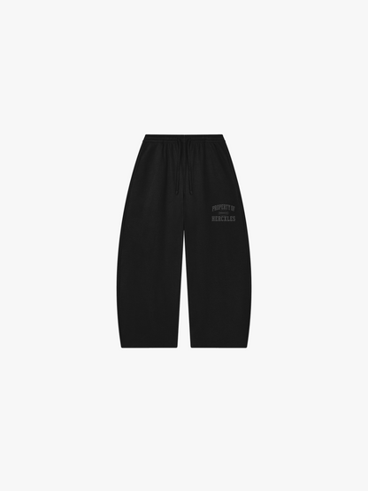 HERCXLES Property Of Waffle Barrel Leg Sweatpants - Black front flat lay