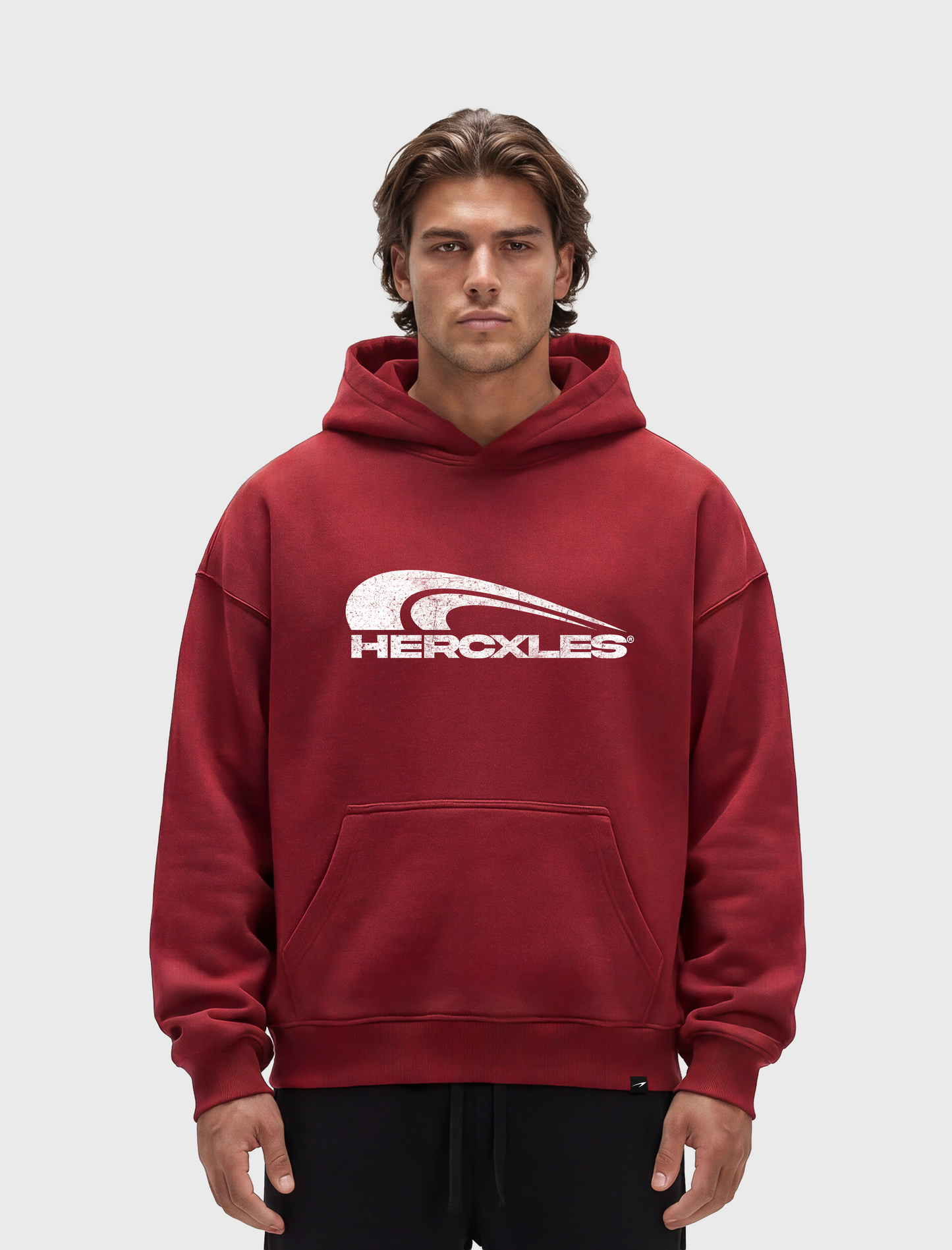 HERCXLES Swoosh Hoodie - Red model front