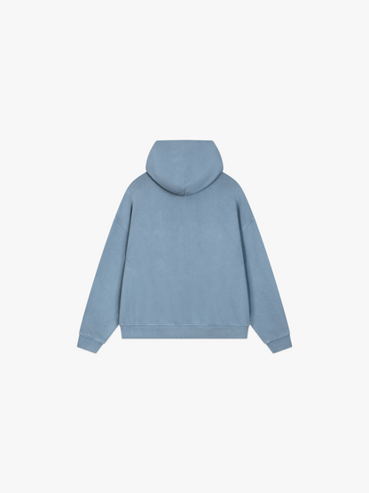 HERCXLES Lifting Club Vintage Wash Hoodie - Washed Blue back flat lay