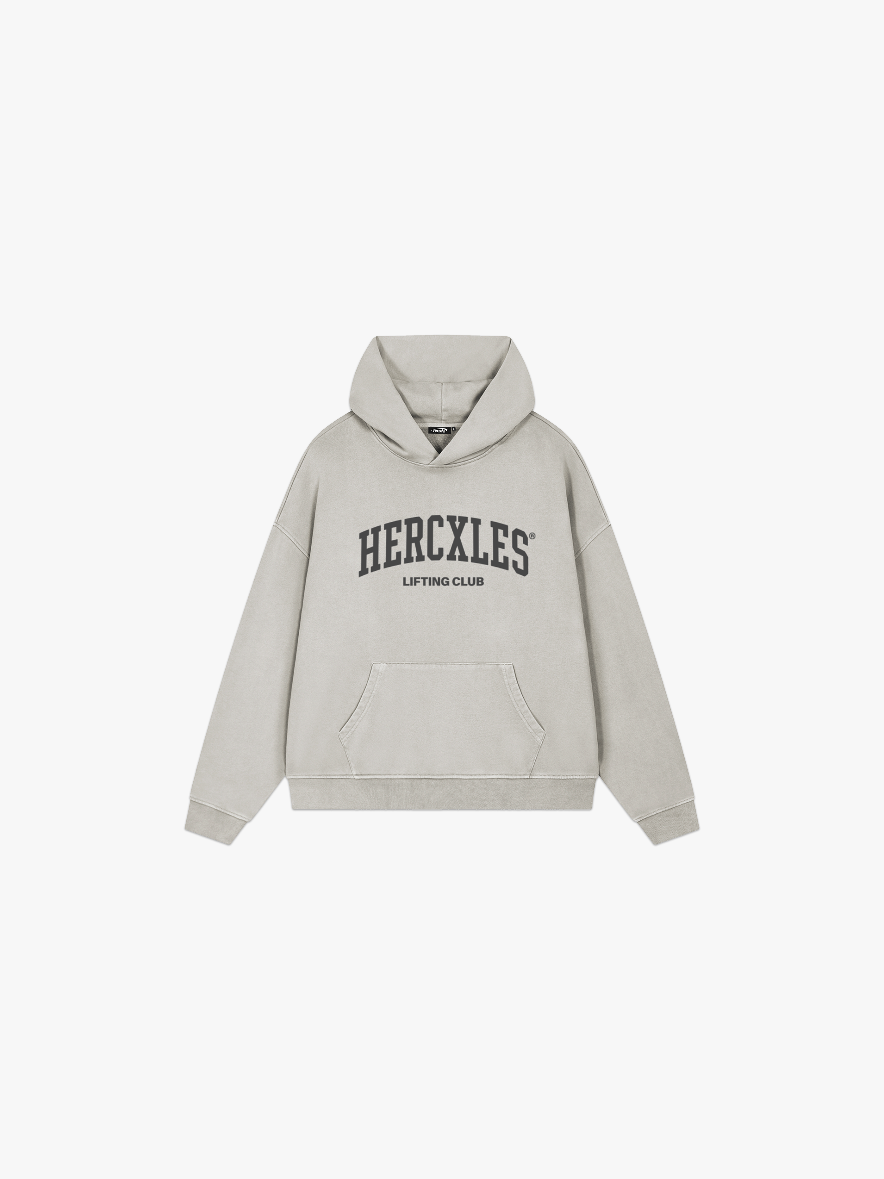 HERCXLES Lifting Club Vintage Wash Hoodie - Cream front flat lay