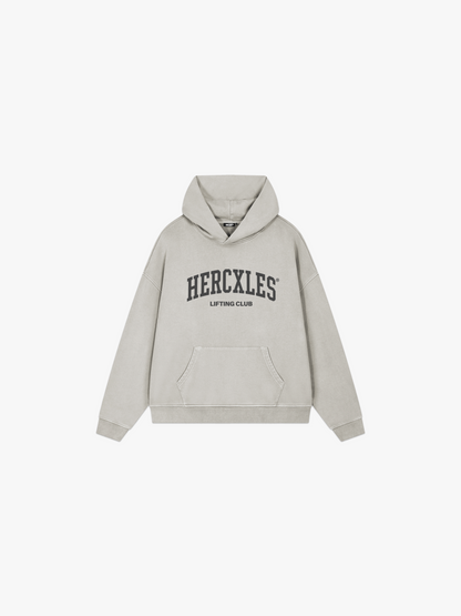 HERCXLES Lifting Club Vintage Wash Hoodie - Cream front flat lay
