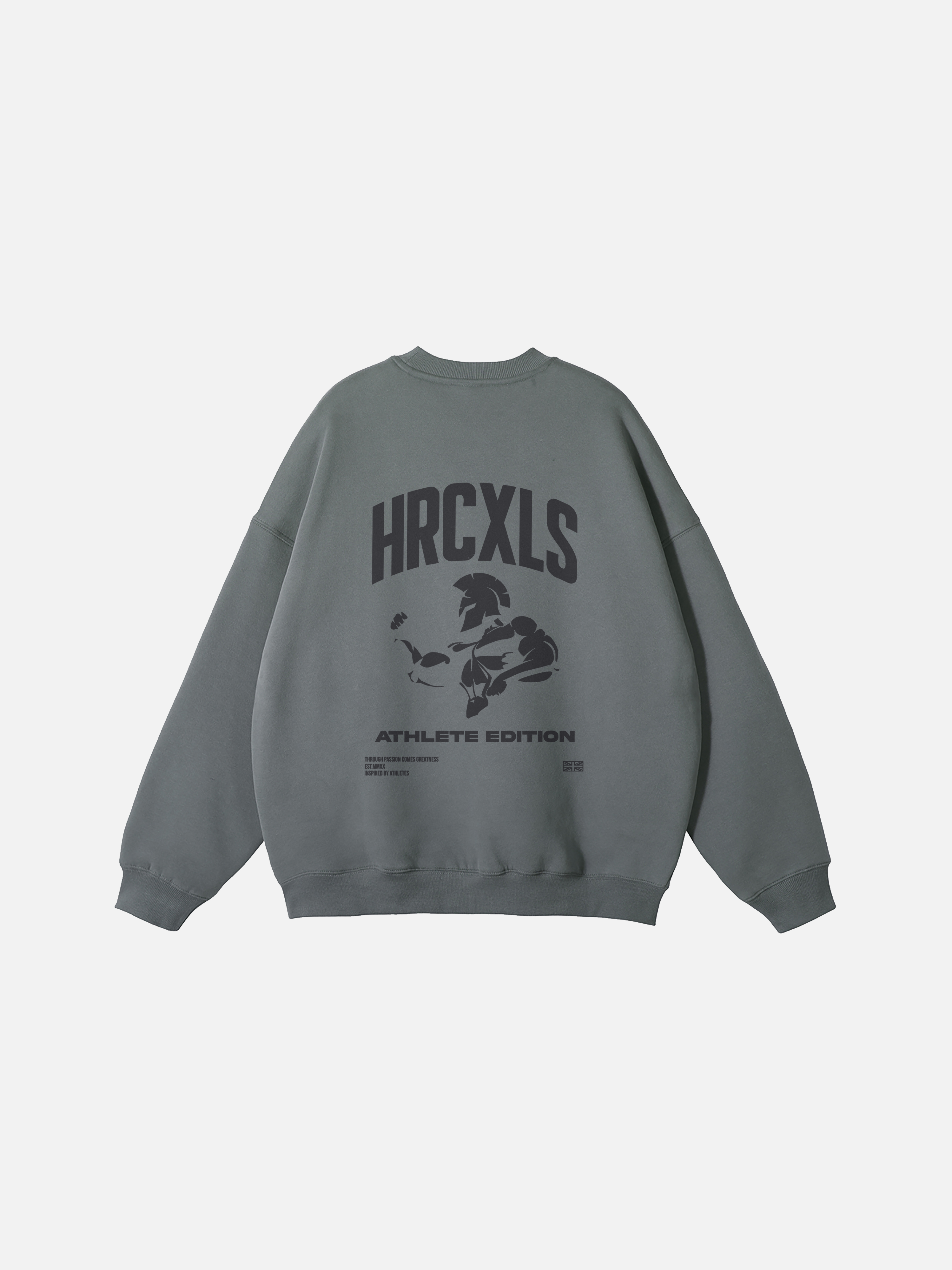 grey oversized sweatshirt with dark athlete edition print