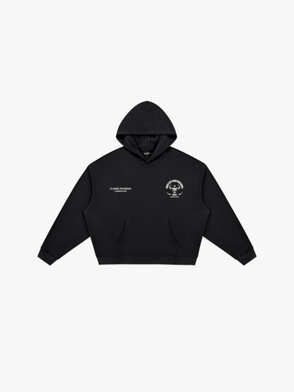 Worldwide Competitor Hoodie - Black / White front flat lay