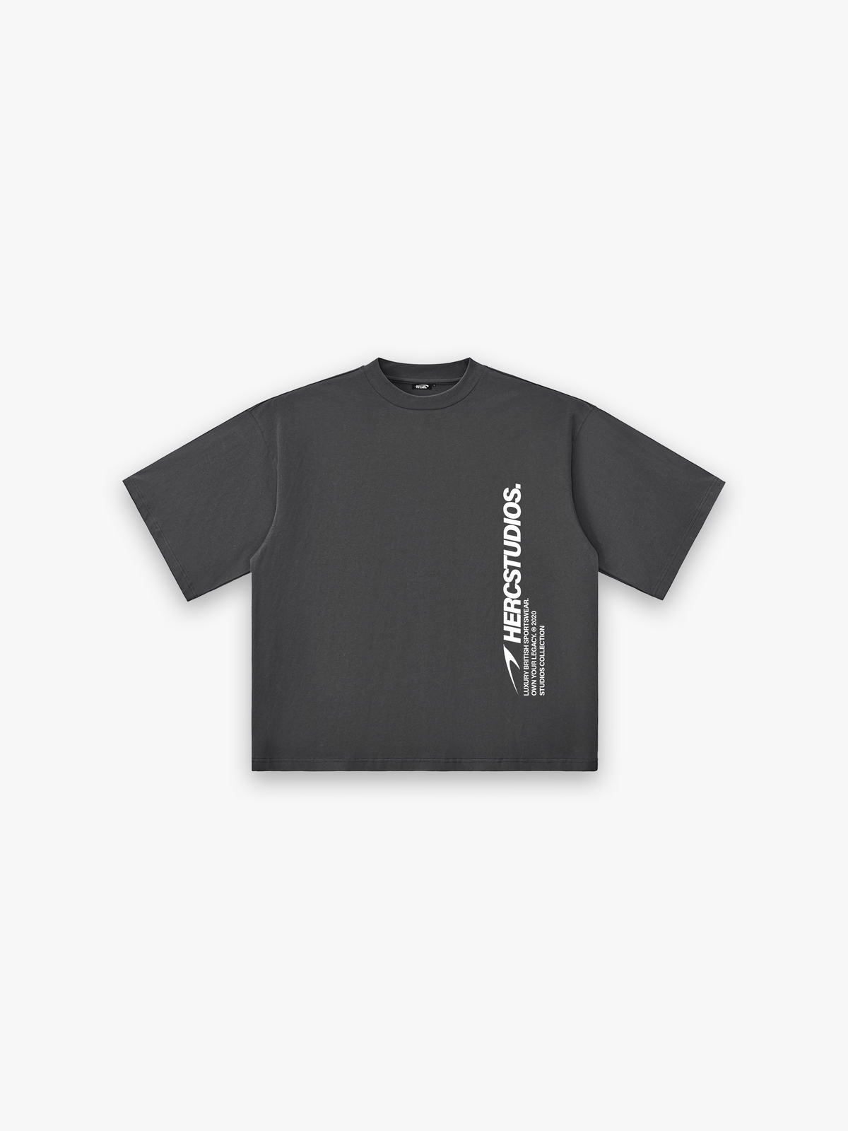 HERCSTUDIOS HUGE T-Shirt - Grey / White front flat lay