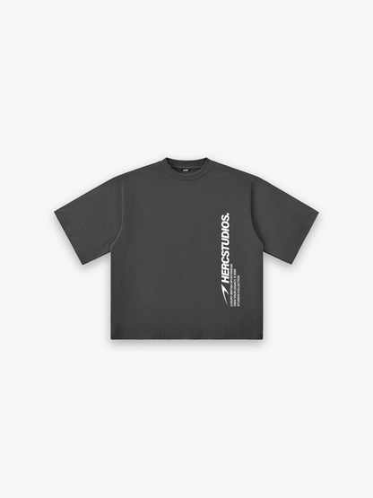 HERCSTUDIOS HUGE T-Shirt - Grey / White front flat lay