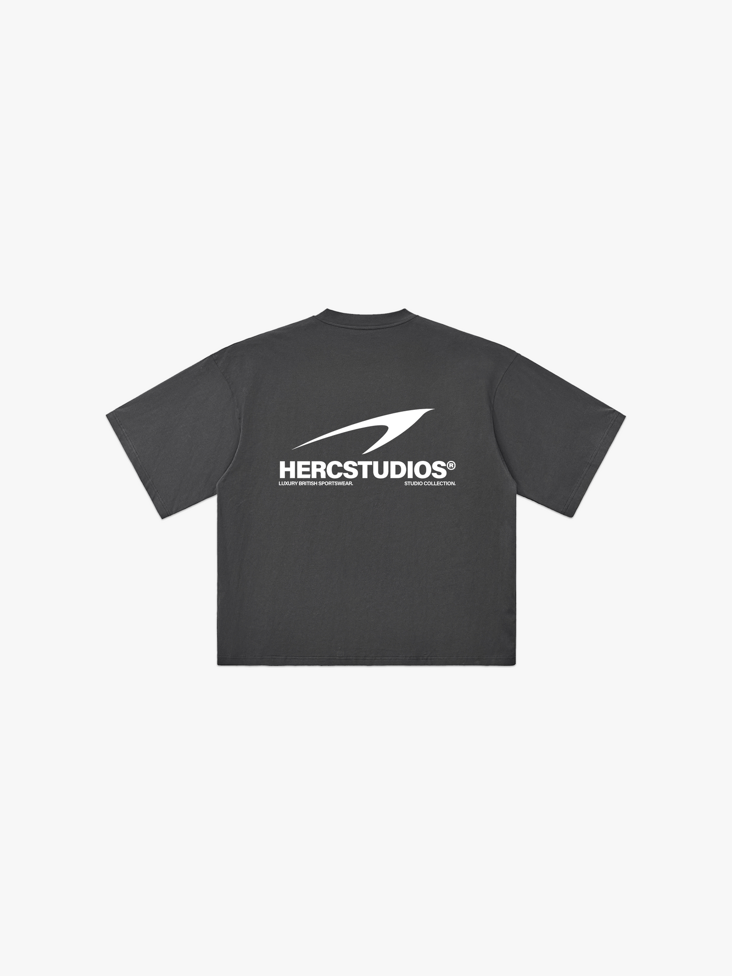 HERCSTUDIOS HUGE T-Shirt - Grey / White back flat lay