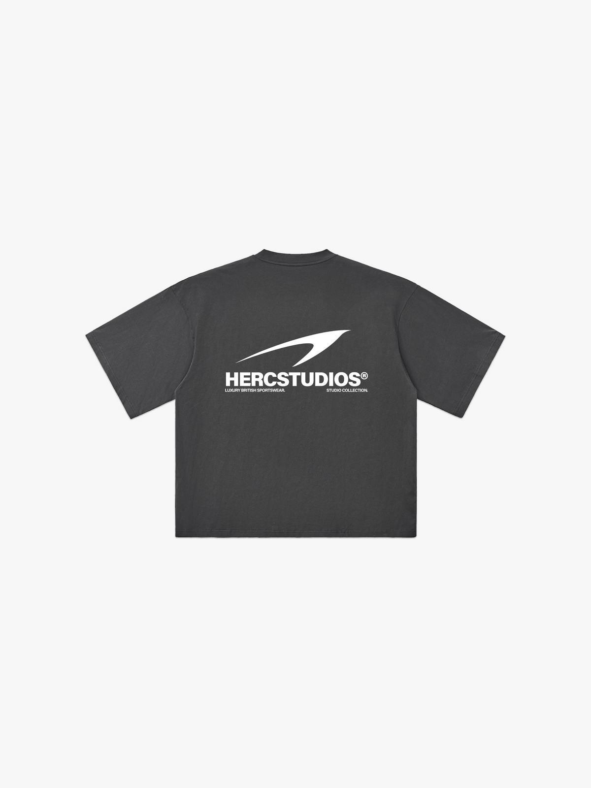 HERCSTUDIOS HUGE T-Shirt - Grey / White back flat lay