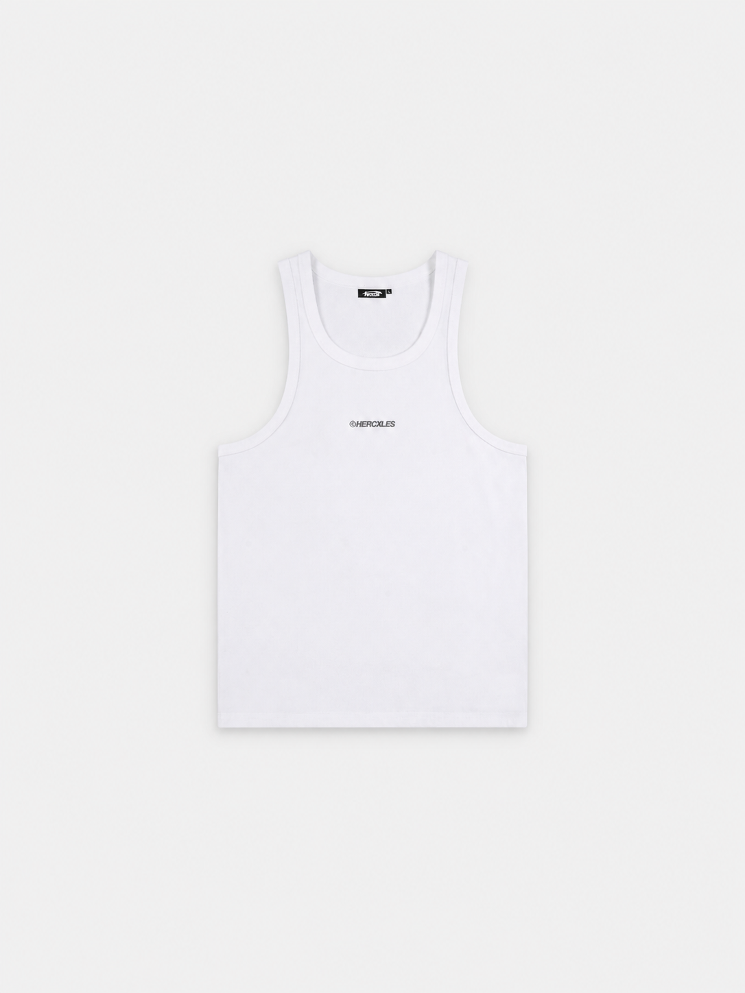 HERCXLES Tank Top in White - front flat lay